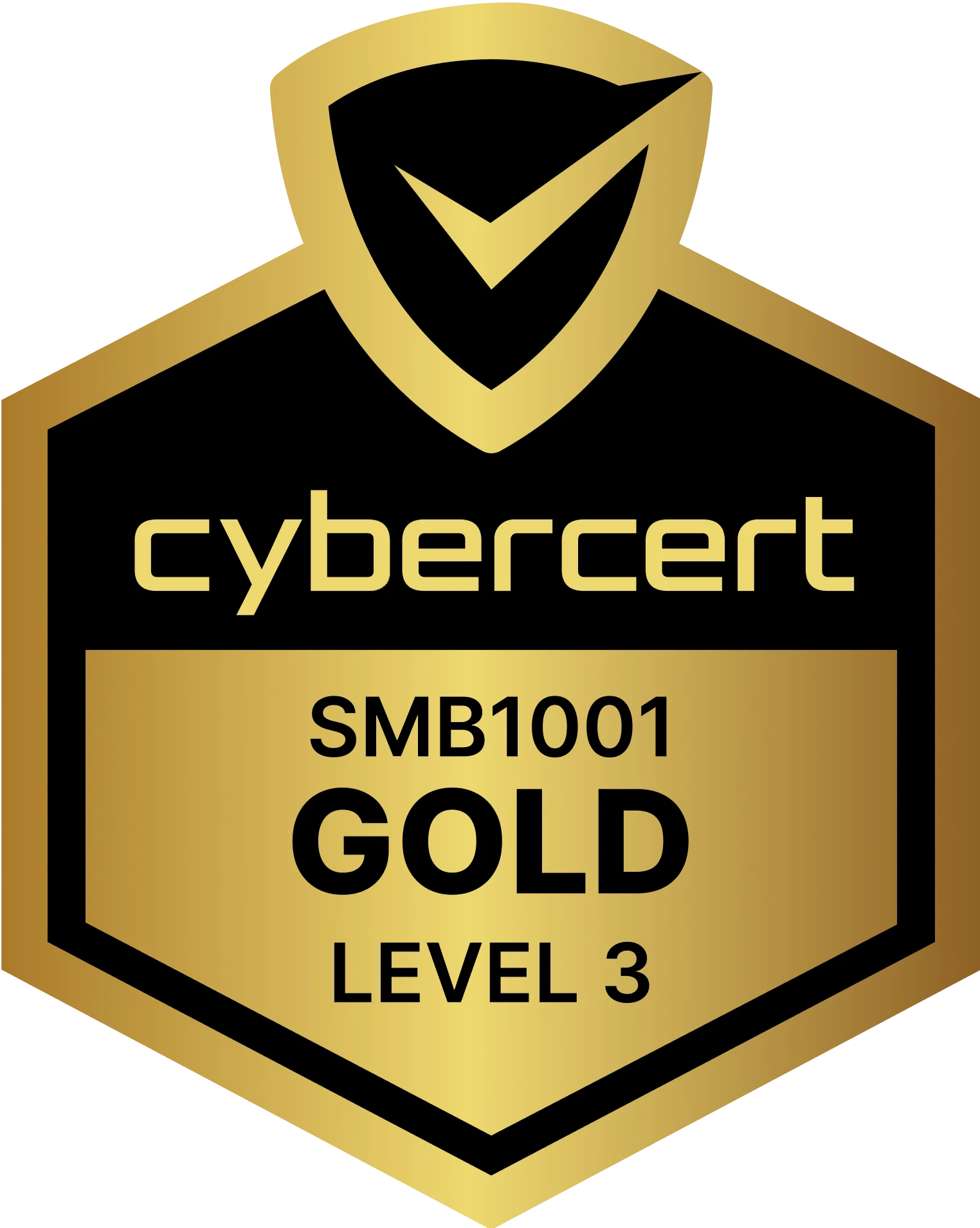 CyberCert SMB1001 Gold Level 3 certification badge